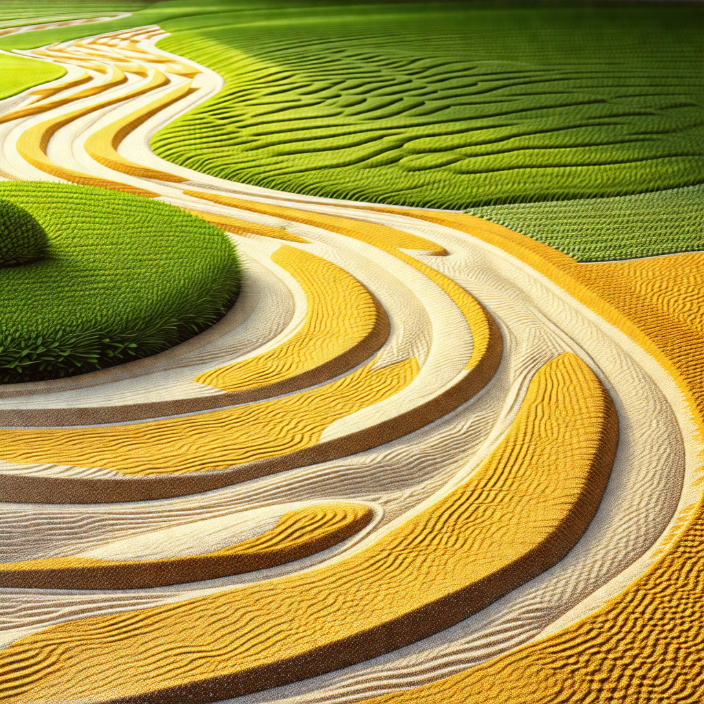 Large, intricate sand sculpture of a pathway, possibly a ...