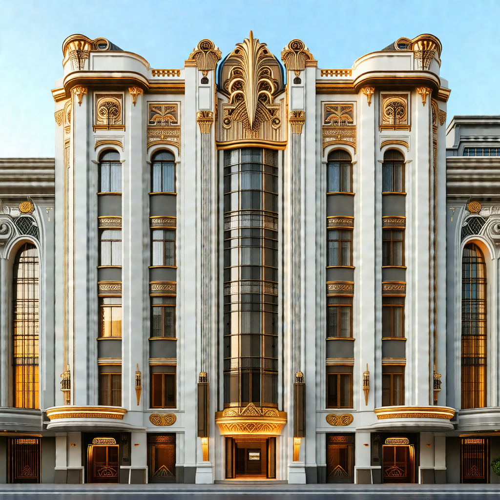 Large, ornate building with a gold and white facade