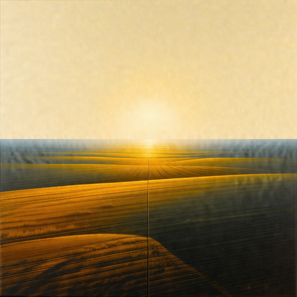 Beautiful sunset over a vast, open field