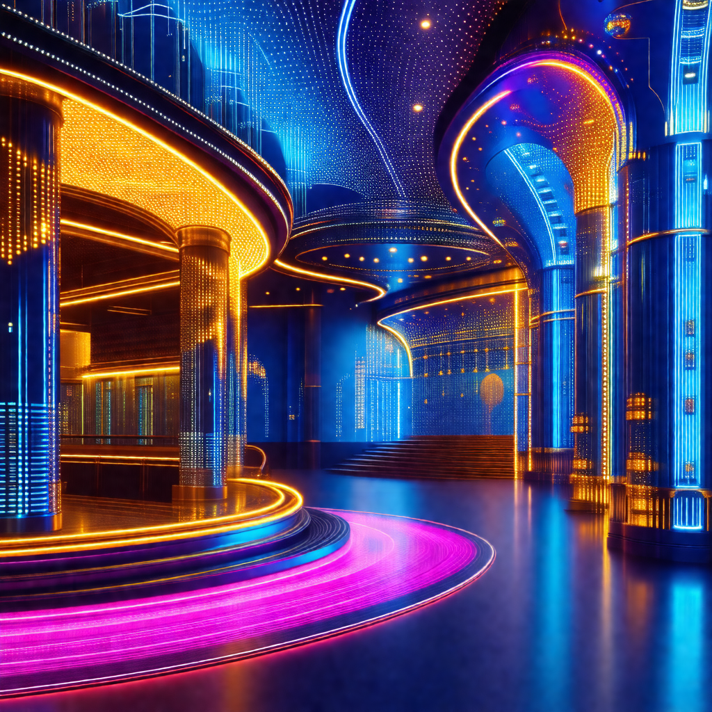 Futuristic, blue-lit room with a circular design