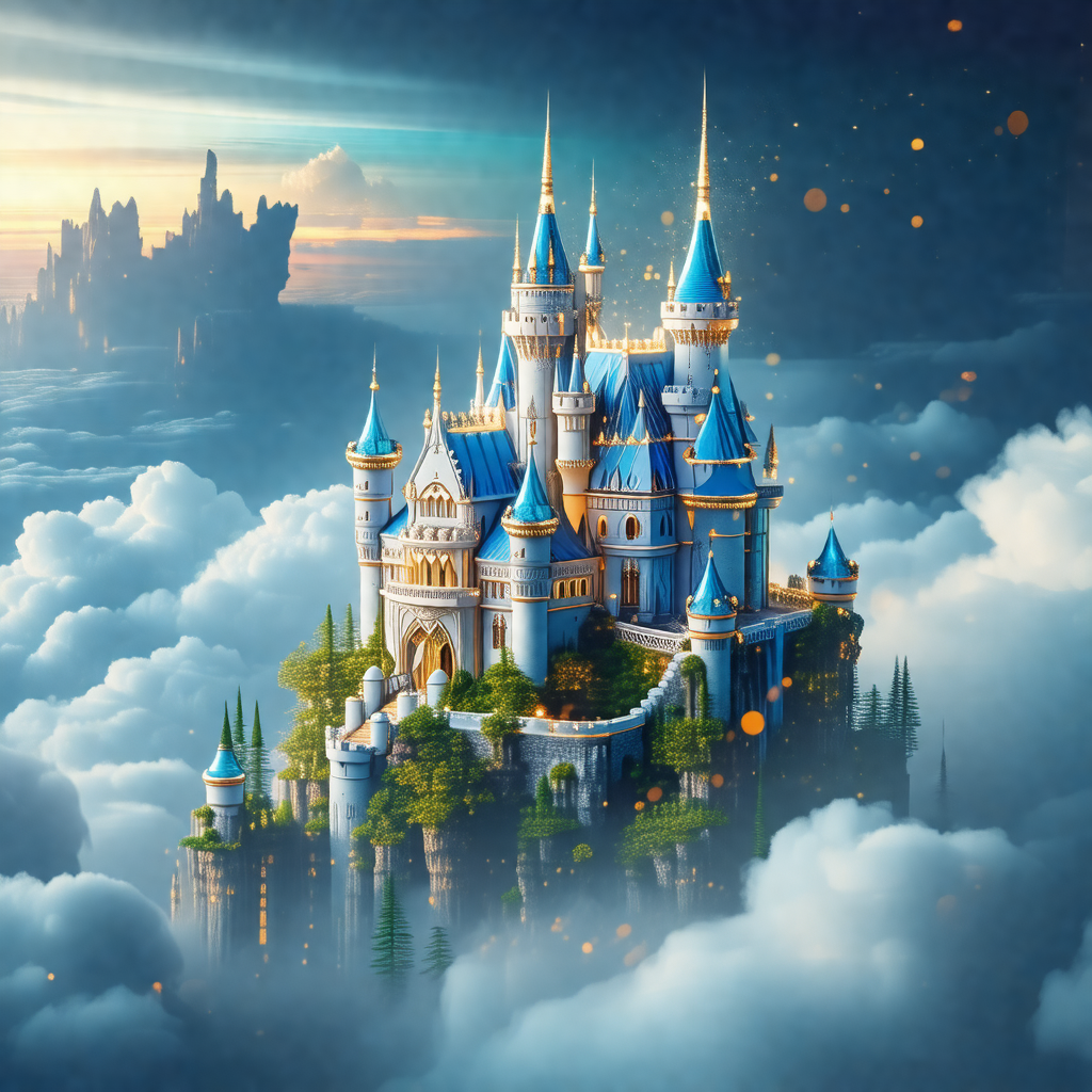 Digital painting of a majestic castle, which appears to b...