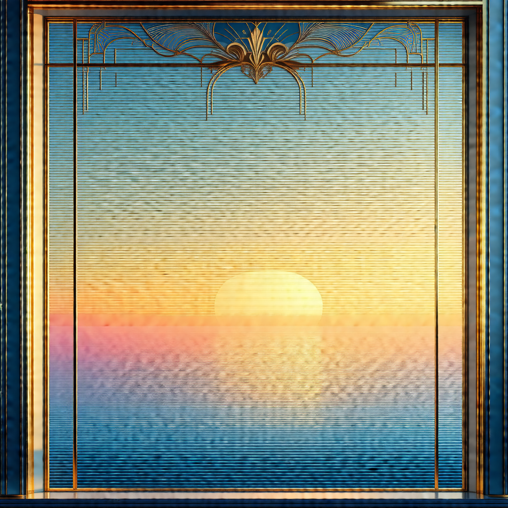 Beautiful sunset over a large body of water, possibly an ...