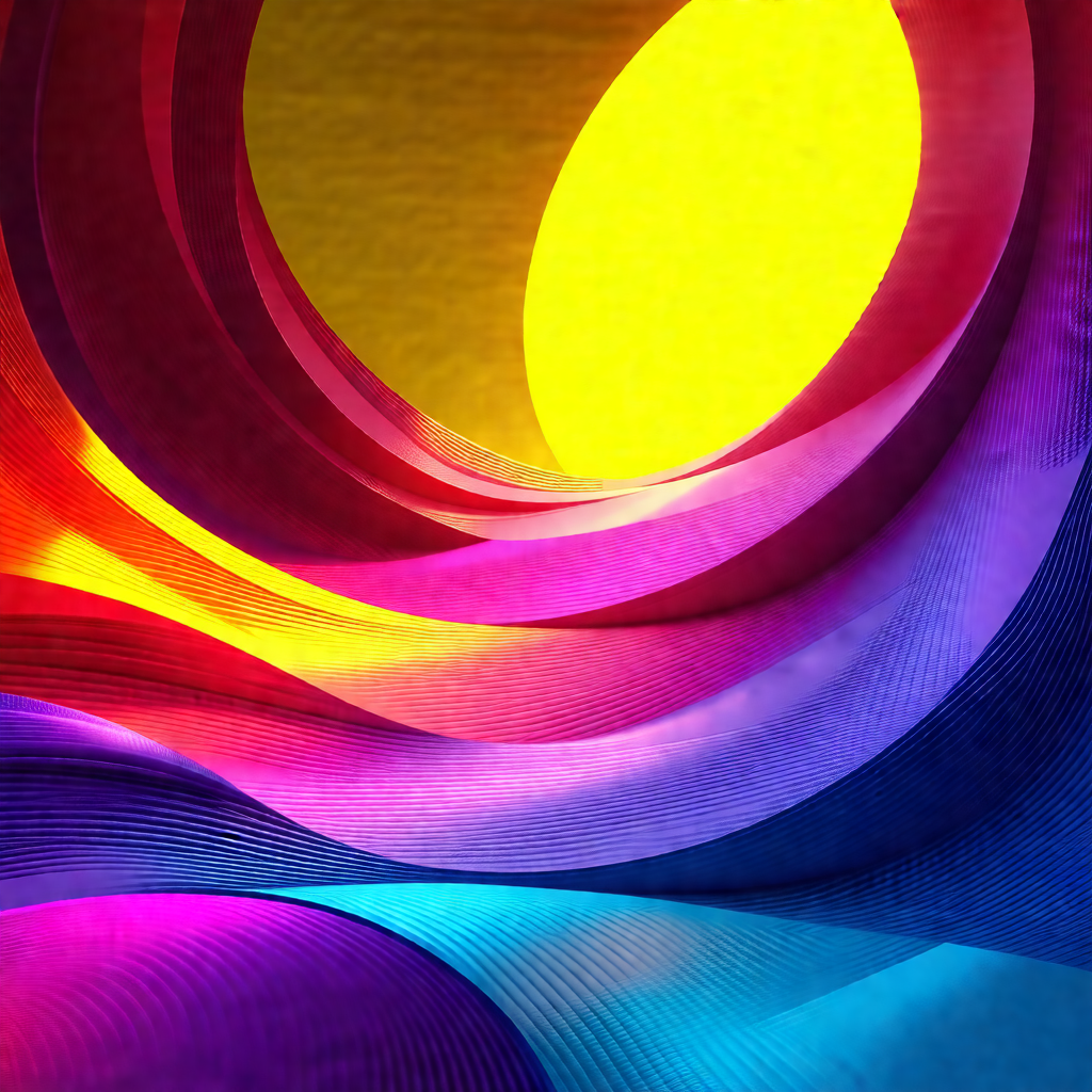 Colorful, swirling pattern that resembles a sun or a circle