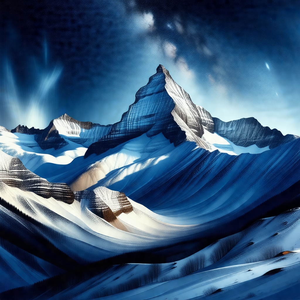 Majestic mountain range with a snow-covered peak