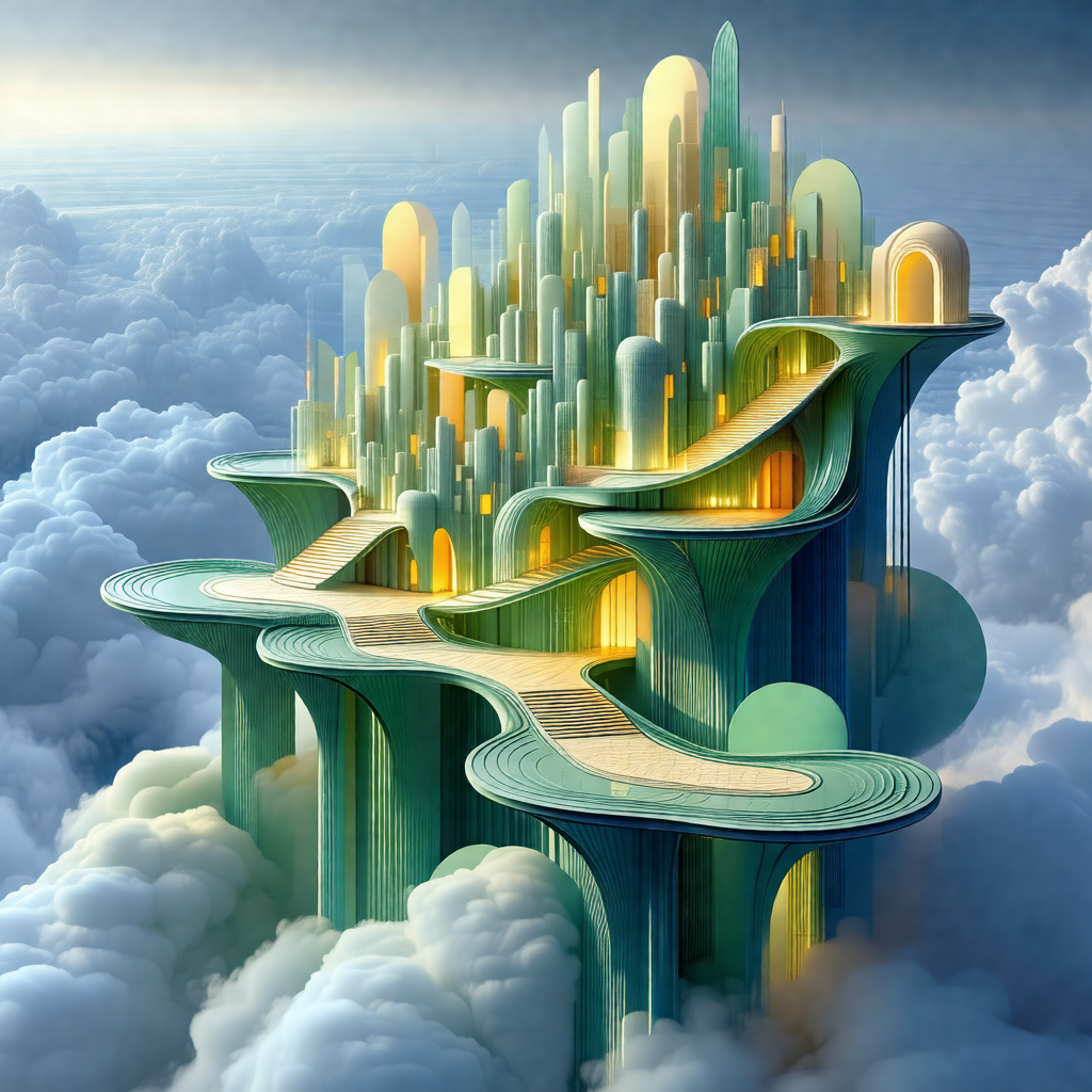 Large, colorful, and intricate building with a spiral sta...