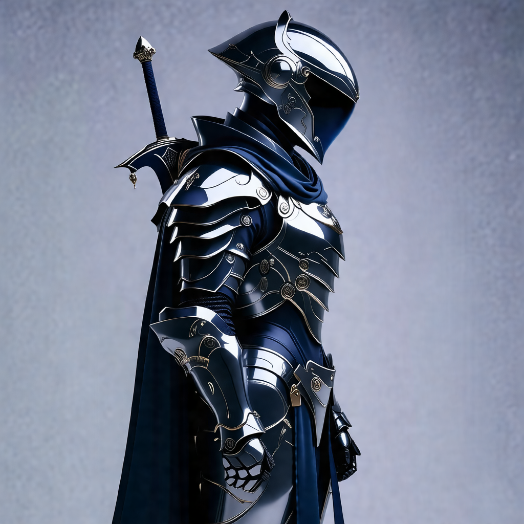 Man dressed in a medieval-style armor, standing in a room