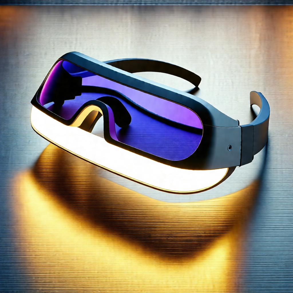 Pair of sunglasses with a blue tint, placed on a table