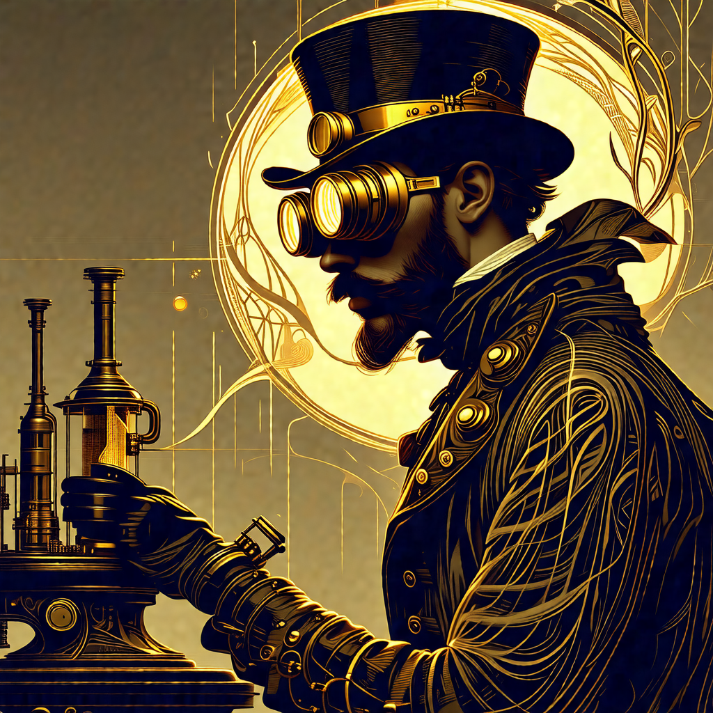 Black and white drawing of a man wearing a top hat and go...