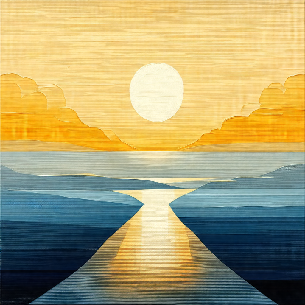 Beautiful painting of a sunset over a body of water