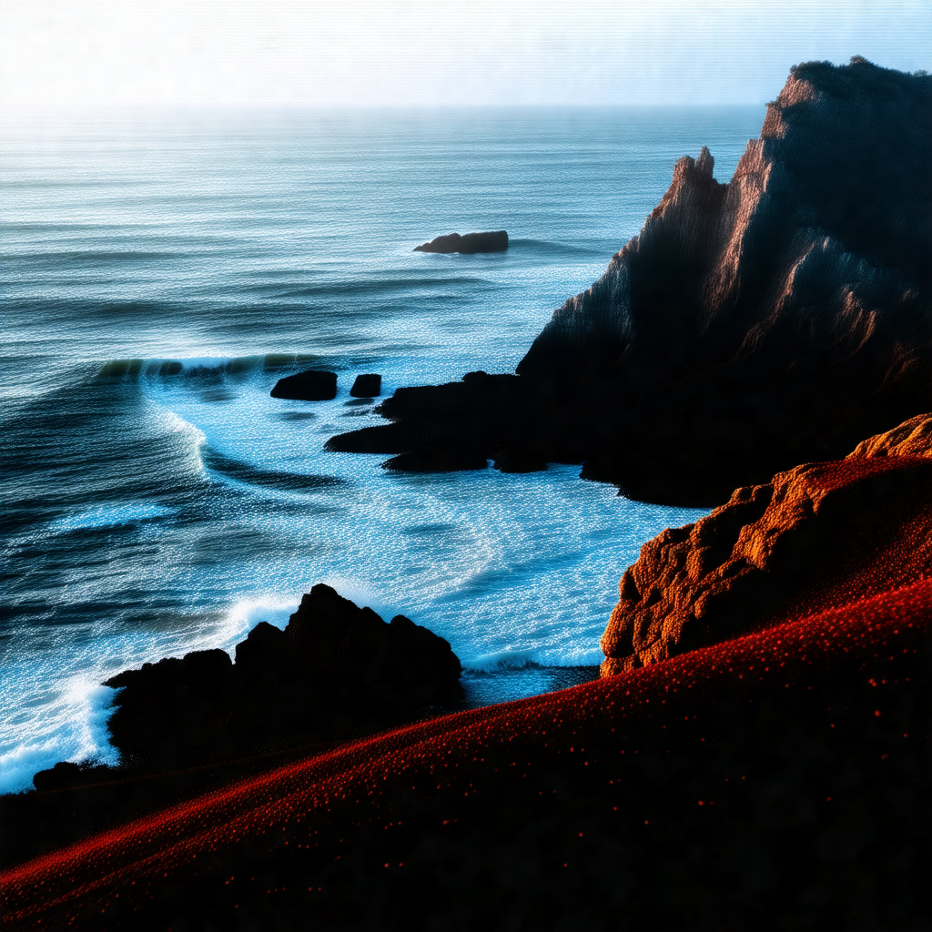 Beautiful ocean scene with a rocky coastline