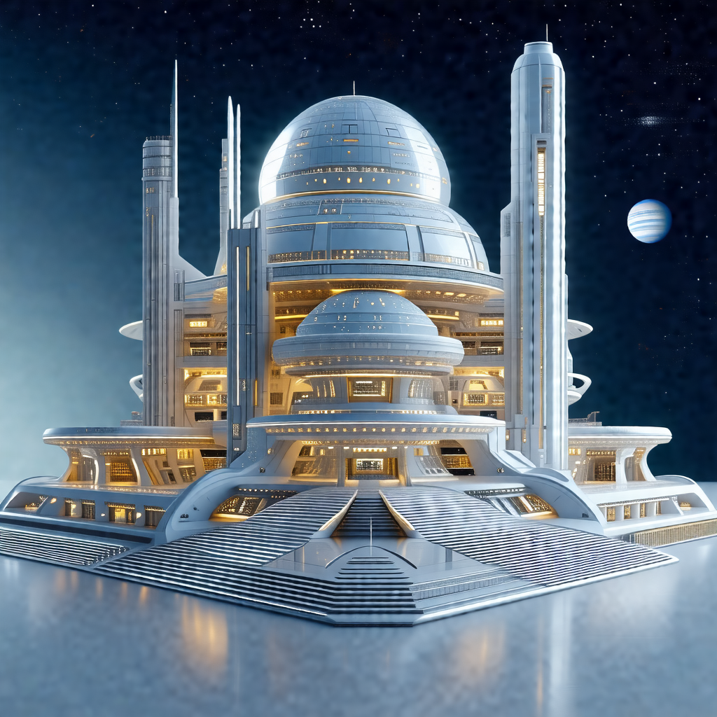 Futuristic building with a large dome on top