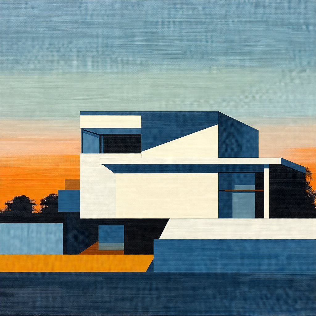 Large, modern-looking house with a blue and white color s...