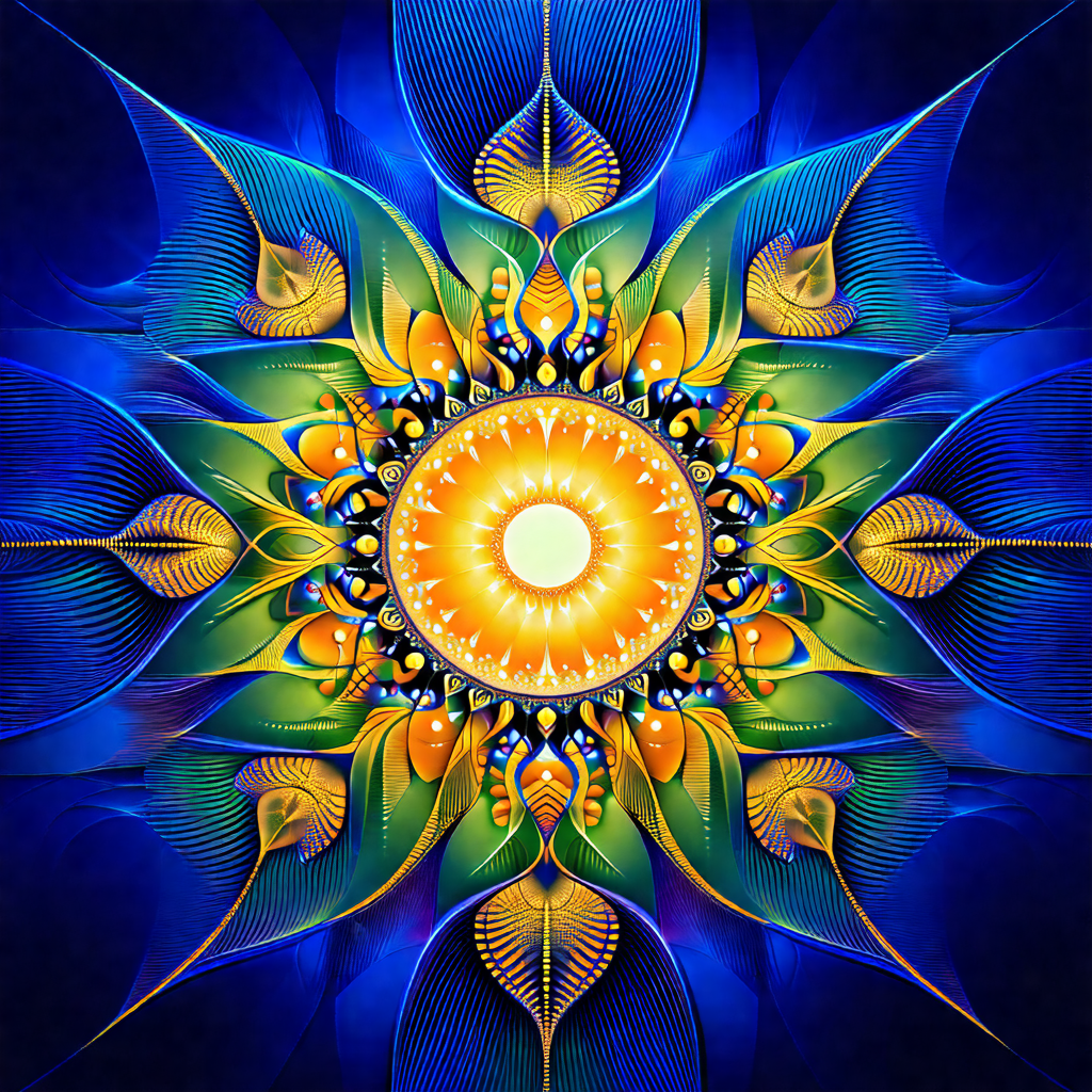 Vibrant and colorful flower design, likely a sunflower, w...