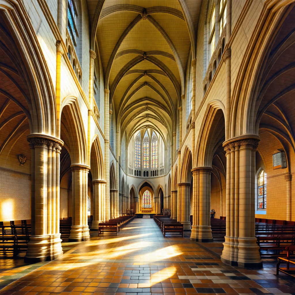 Large, ornate cathedral with a high vaulted ceiling