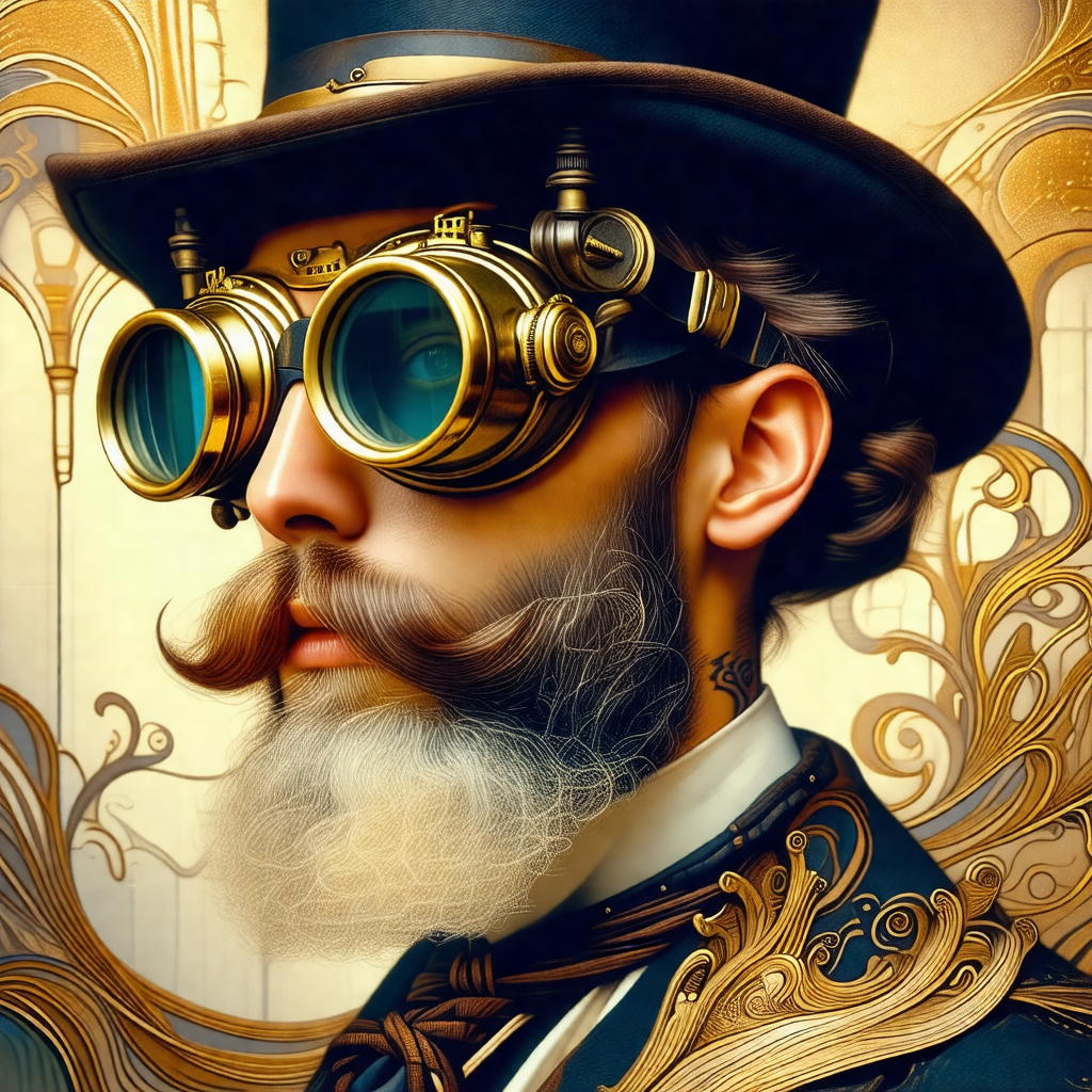 Man wearing a top hat and glasses, giving him a distincti...