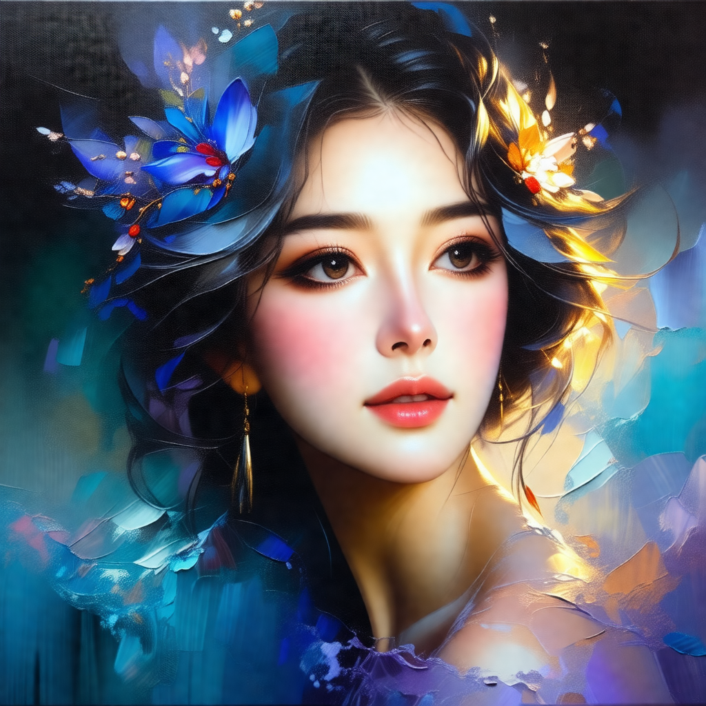 Beautiful woman with long hair, wearing a flower crown