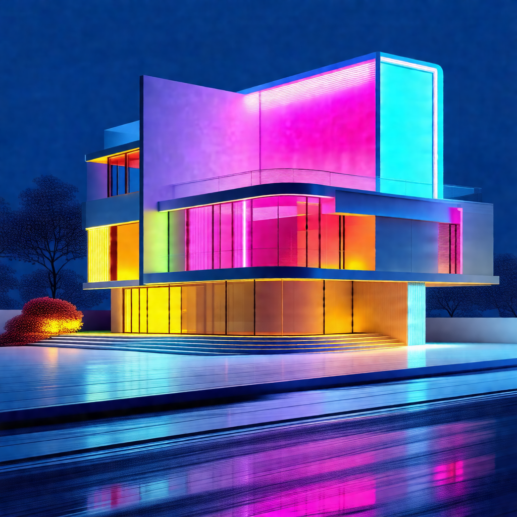 Large, colorful building with a unique design
