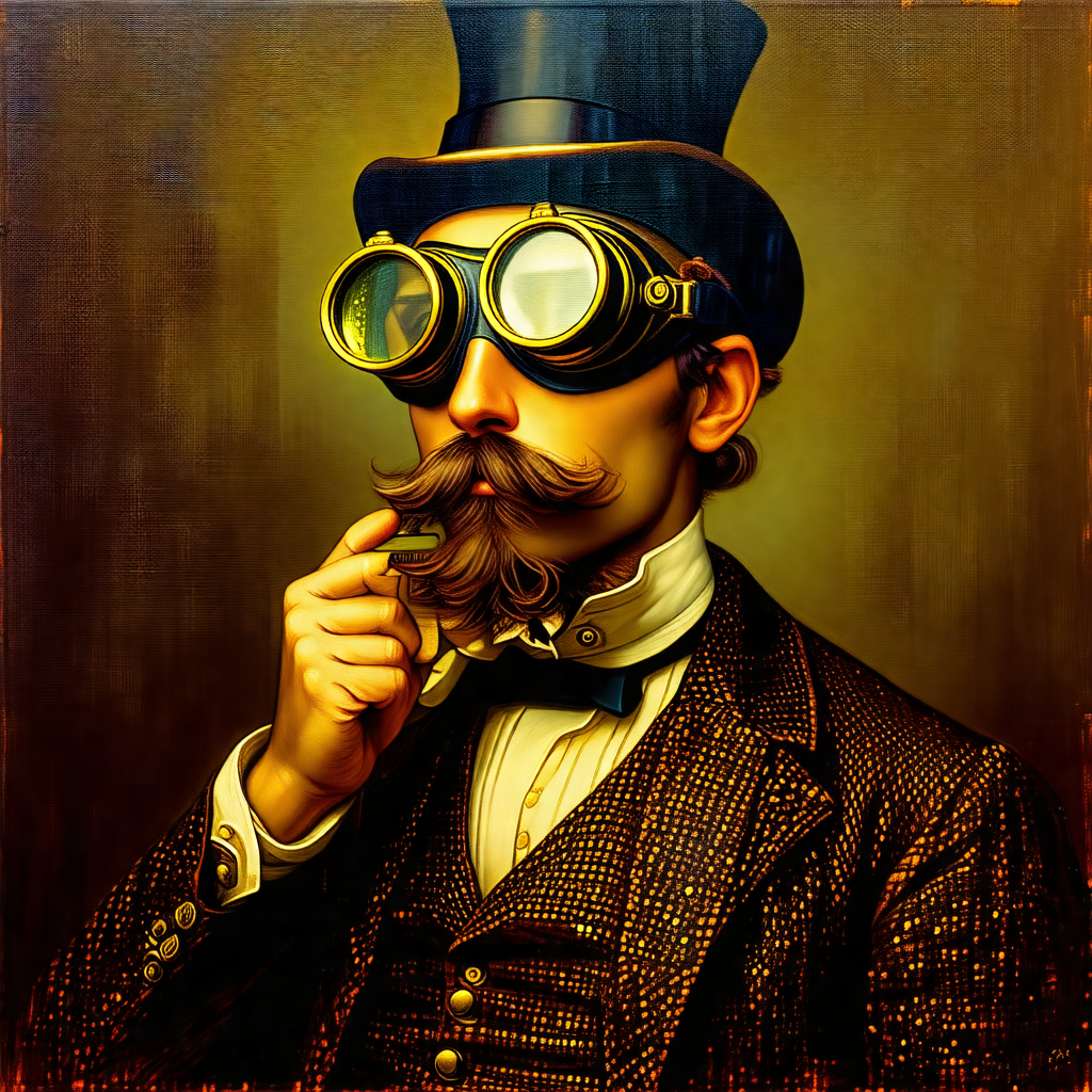Man wearing a top hat and glasses, giving him a distincti...