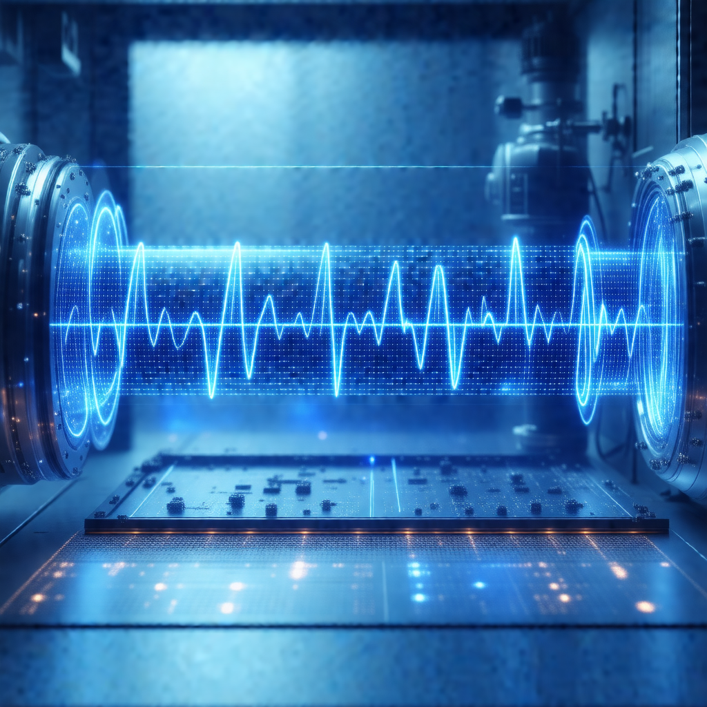 Computer monitor with a blue background and a heartbeat m...