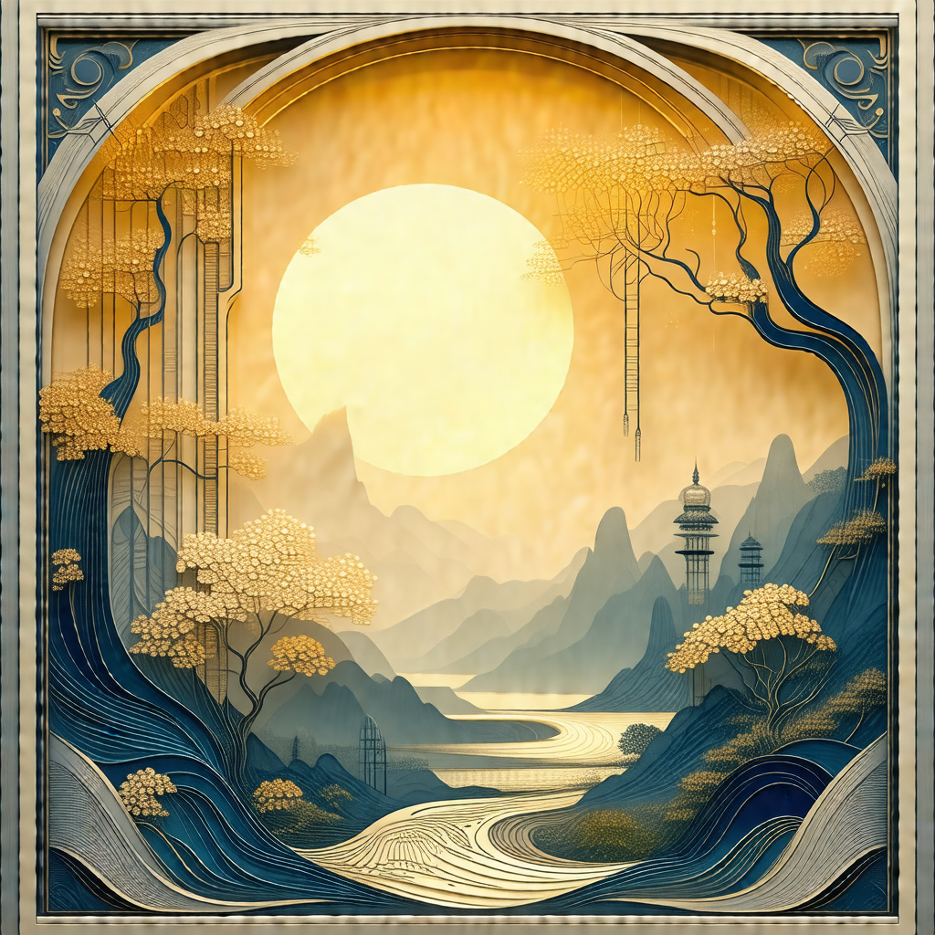 Serene scene of a river flowing through a valley, with a ...