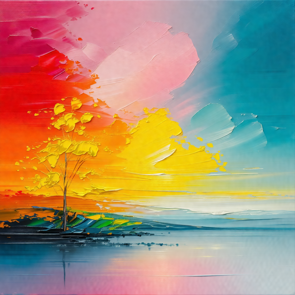 Beautiful landscape with a tree standing in the foreground