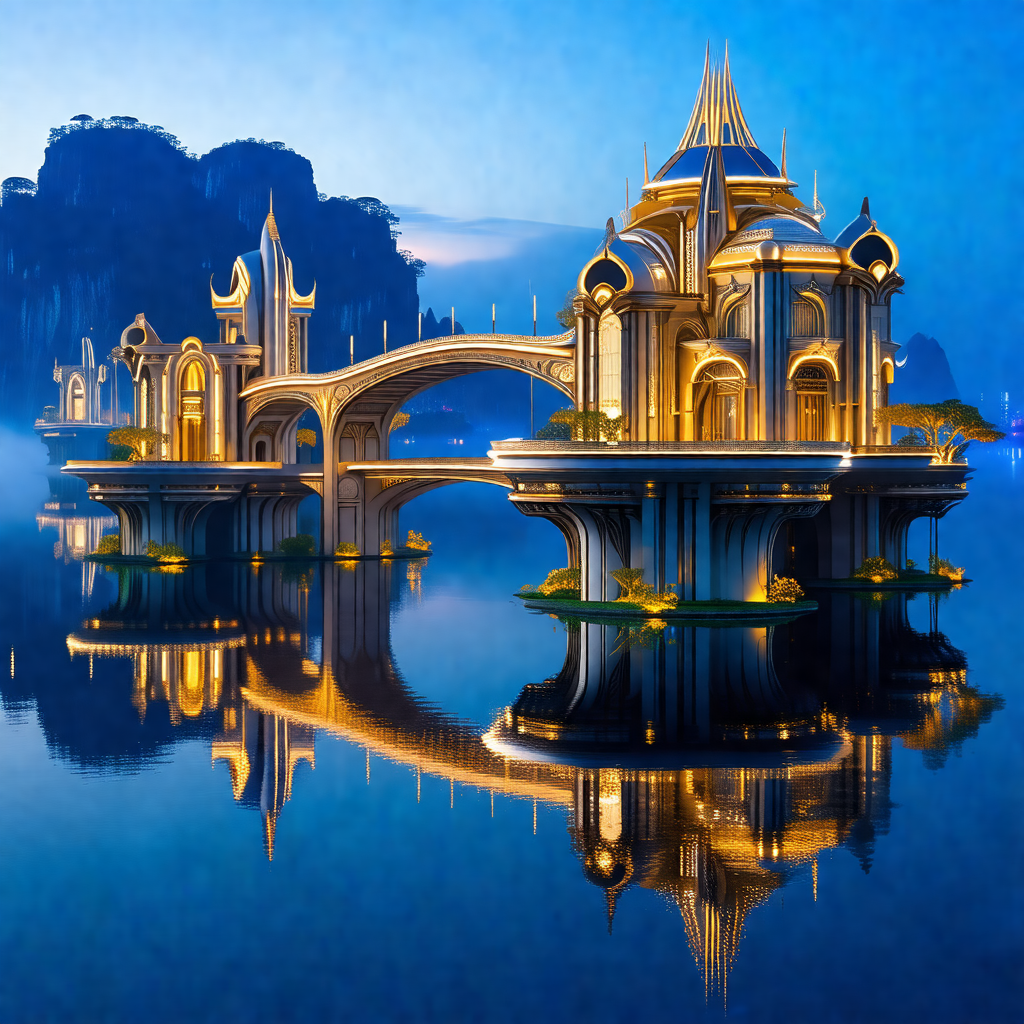 Beautiful palace situated on a large body of water