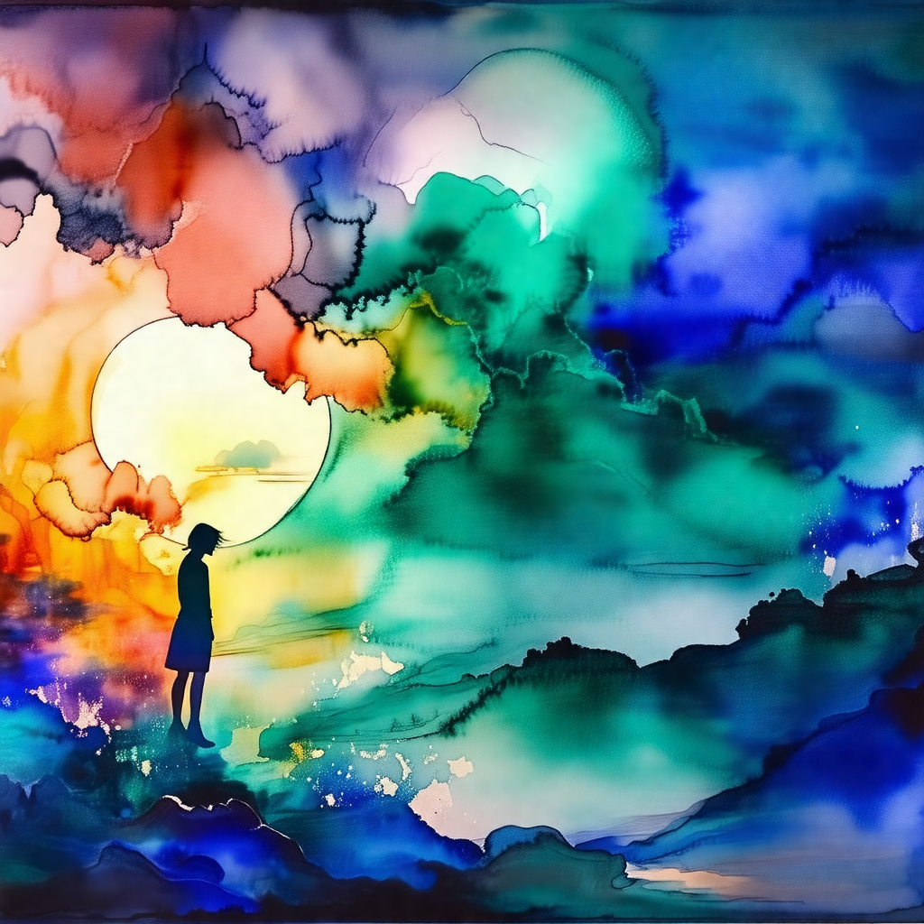 Person standing on a hill, looking out over a beautiful l...