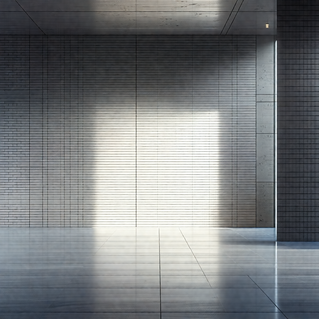 Large, empty room with a white brick wall