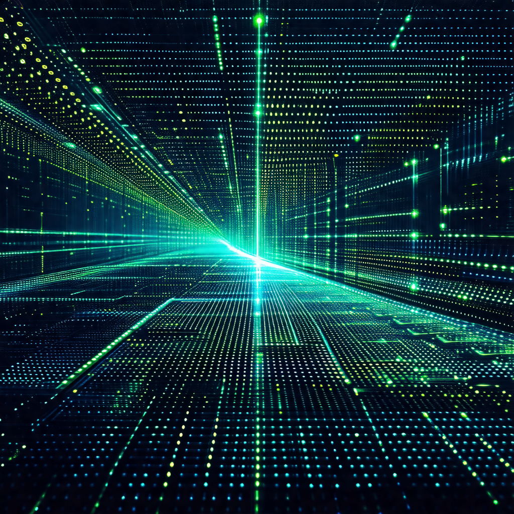 Close-up of a computer screen with a bright green background