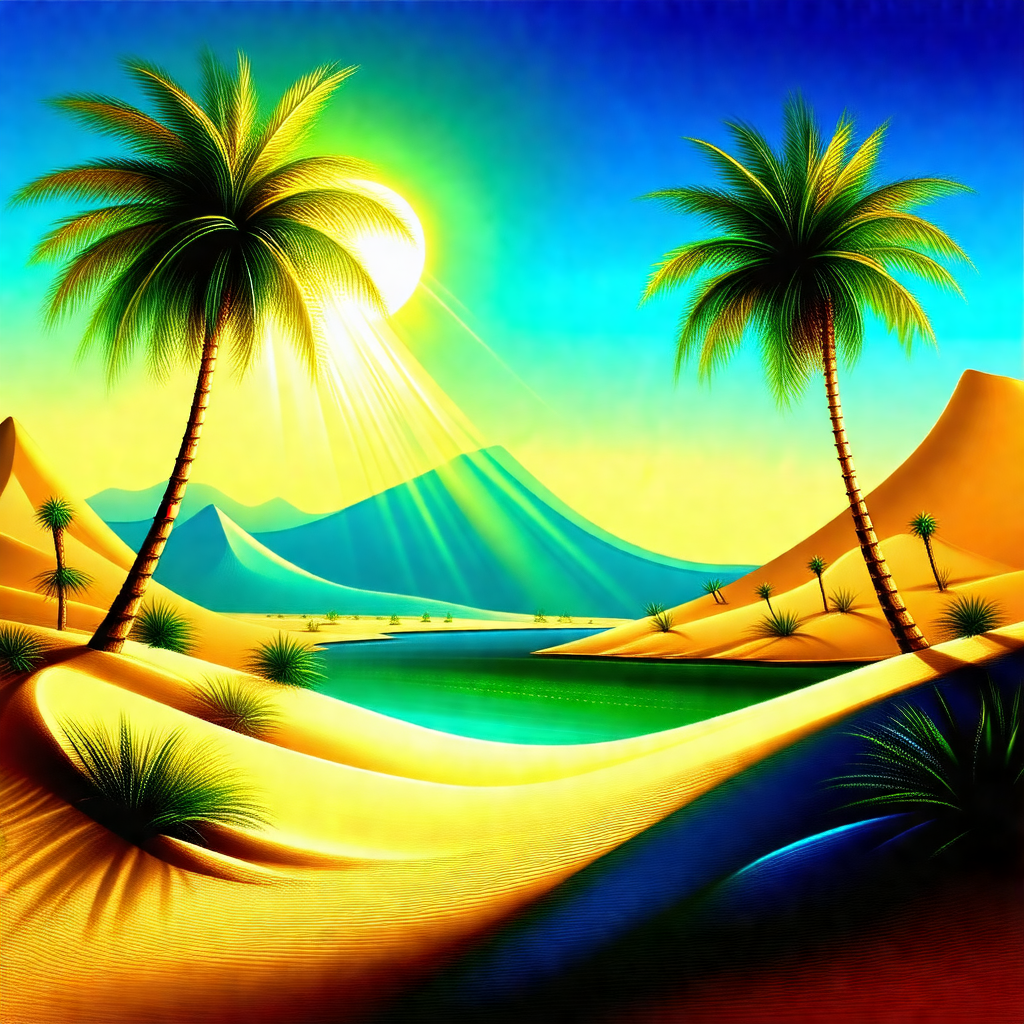 Beautiful beach scene with a sun shining brightly in the sky