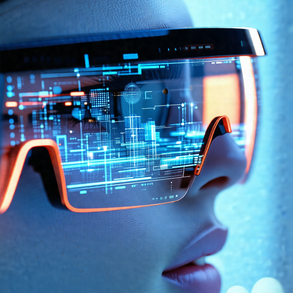 Woman wearing a pair of futuristic goggles