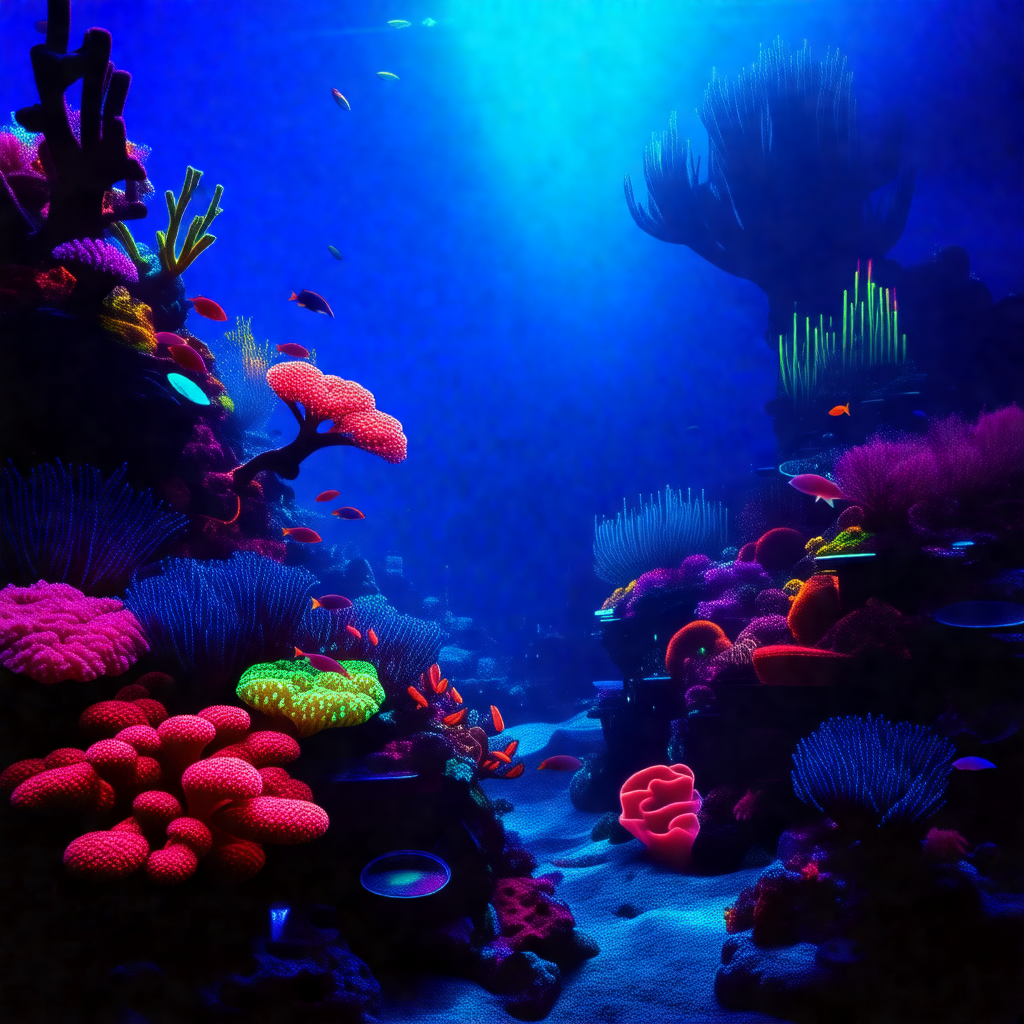 Vibrant underwater scene with a variety of colorful coral...