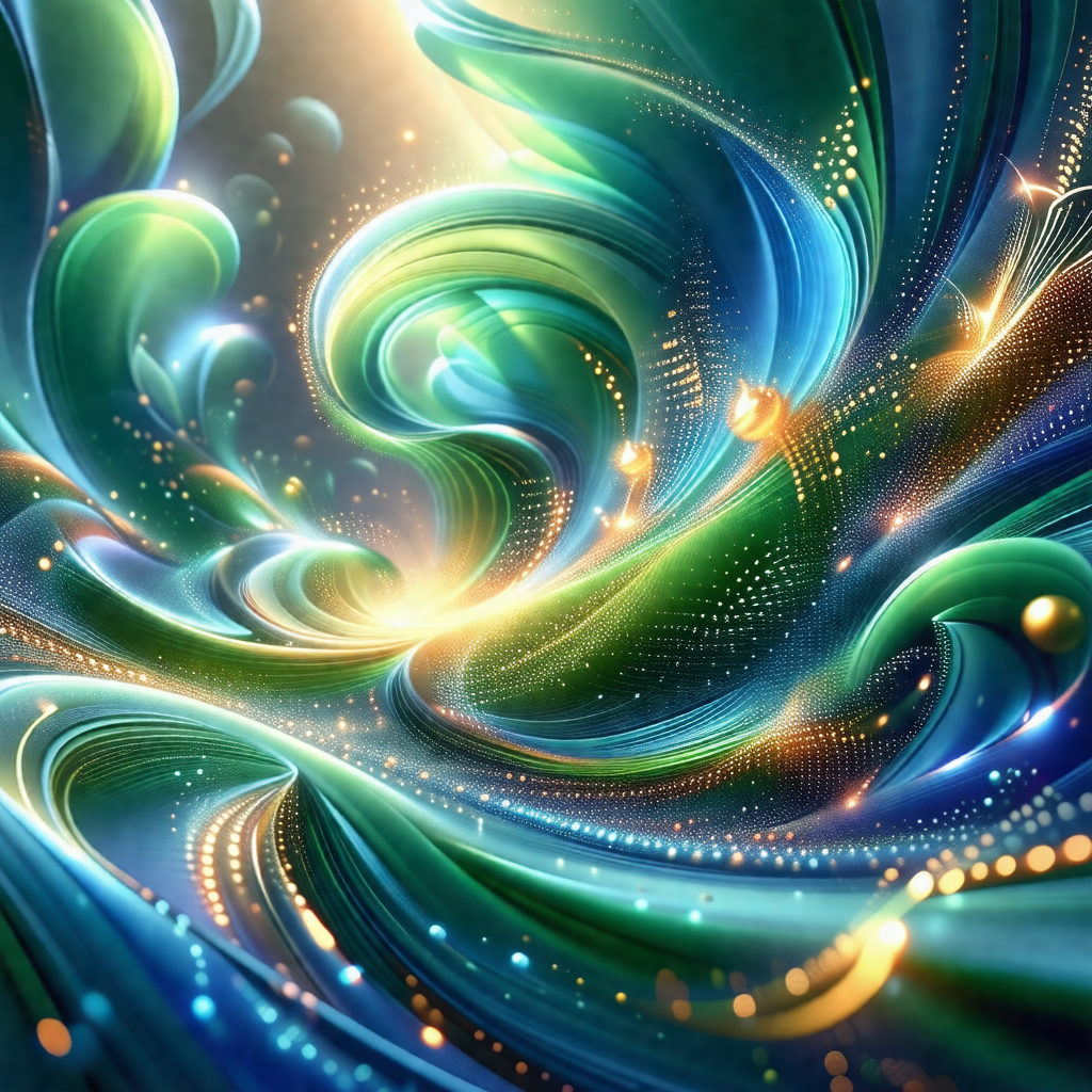 Vibrant and colorful painting of a swirling, flowing, and...