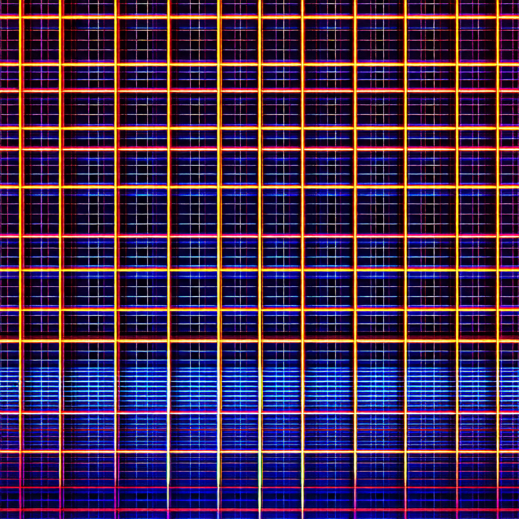 Close-up of a blue and orange grid pattern