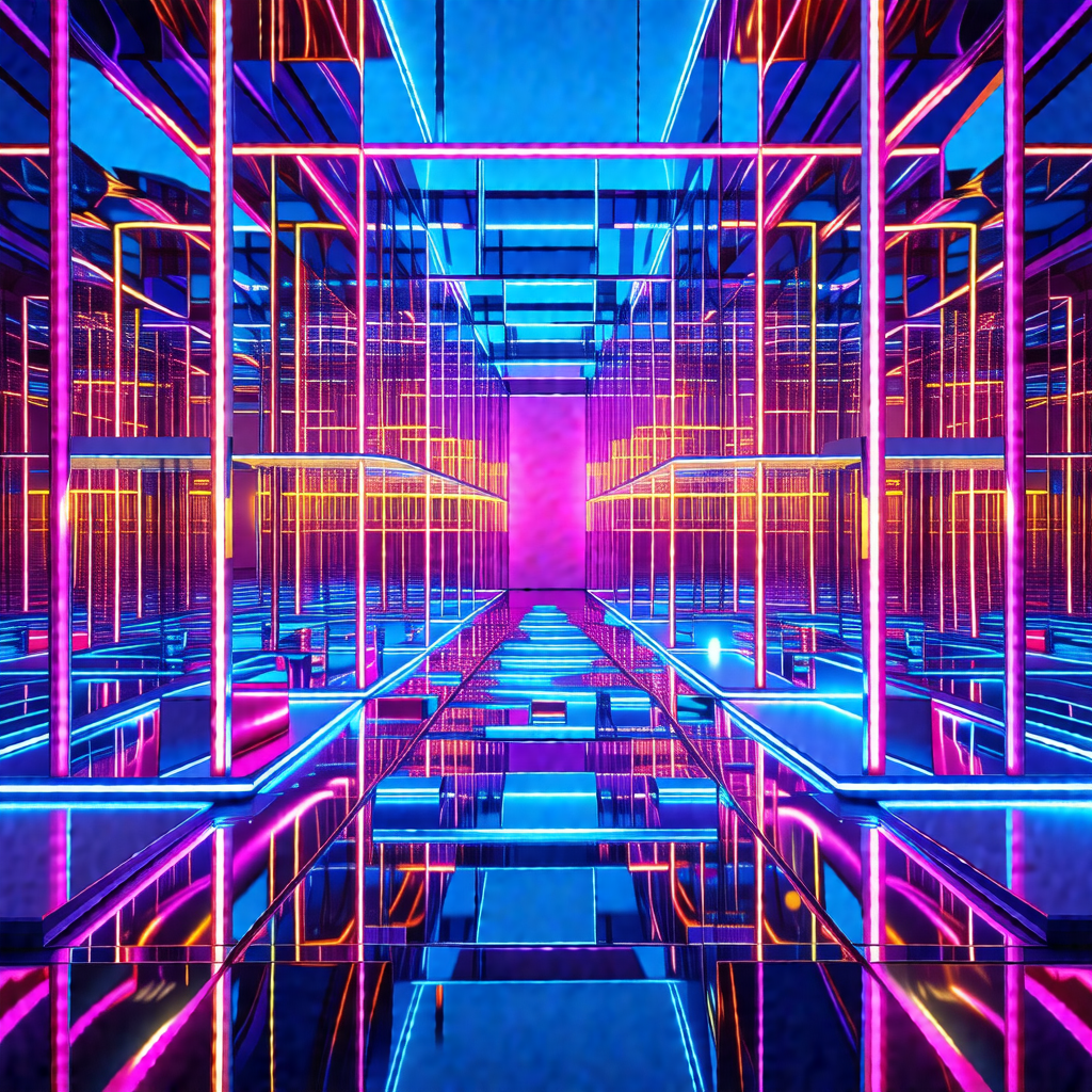 Futuristic, colorful, and abstract representation of a city