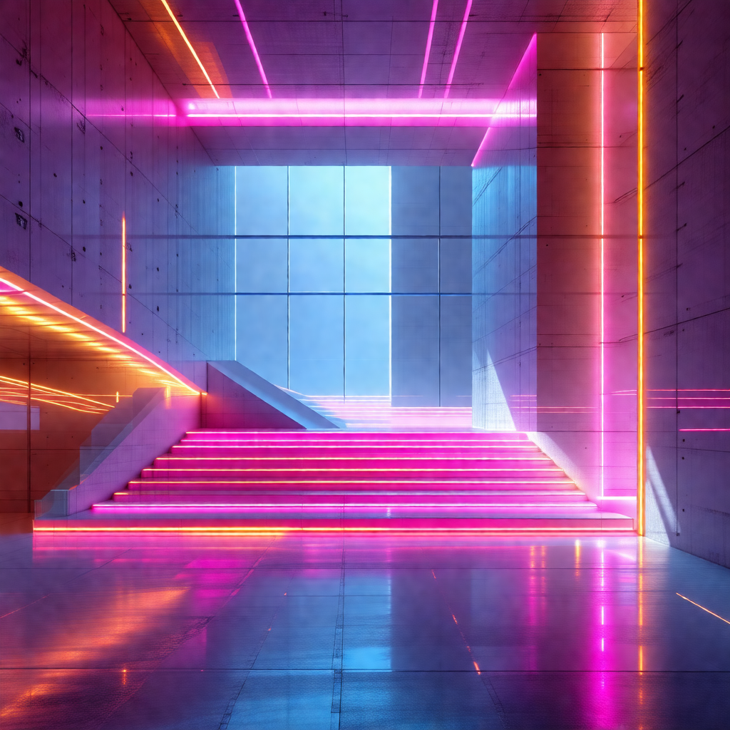 Large, modern building with a staircase leading to the en...