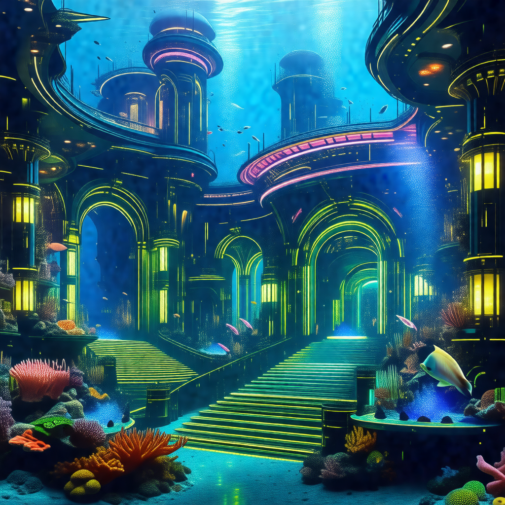Computer-generated (cgi) depiction of a large underwater ...
