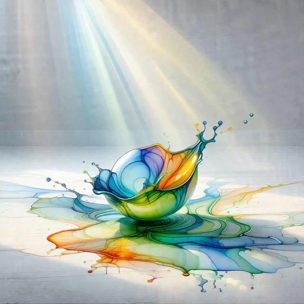 Colorful, rainbow-colored bowl sitting on a table