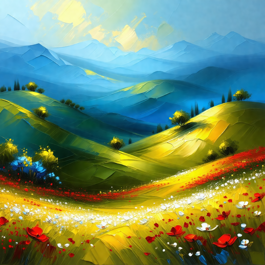 Painting of a beautiful mountain landscape
