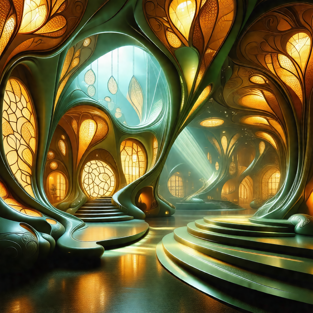 Futuristic city with a series of interconnected buildings