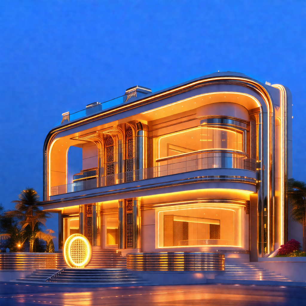Large, modern building with a unique design