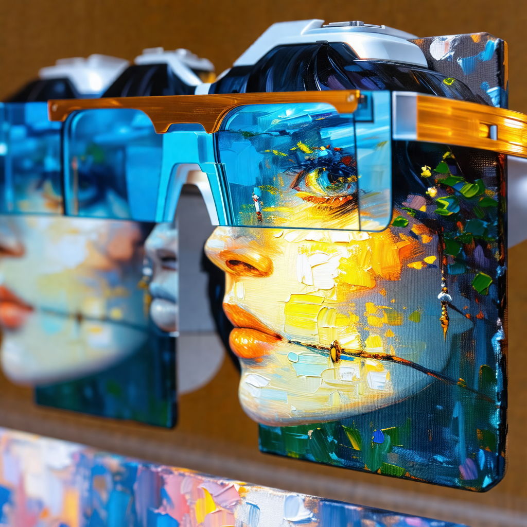 Close-up of a pair of glasses with a face painted on them