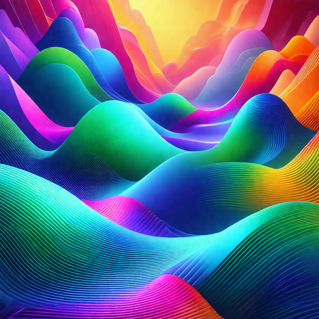 Colorful and vibrant painting of a mountain range