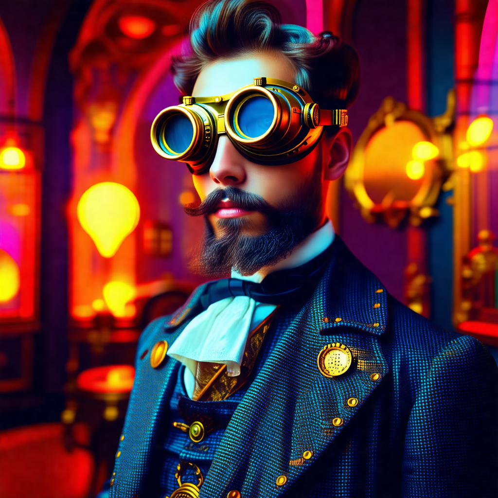Man wearing a suit and a pair of goggles