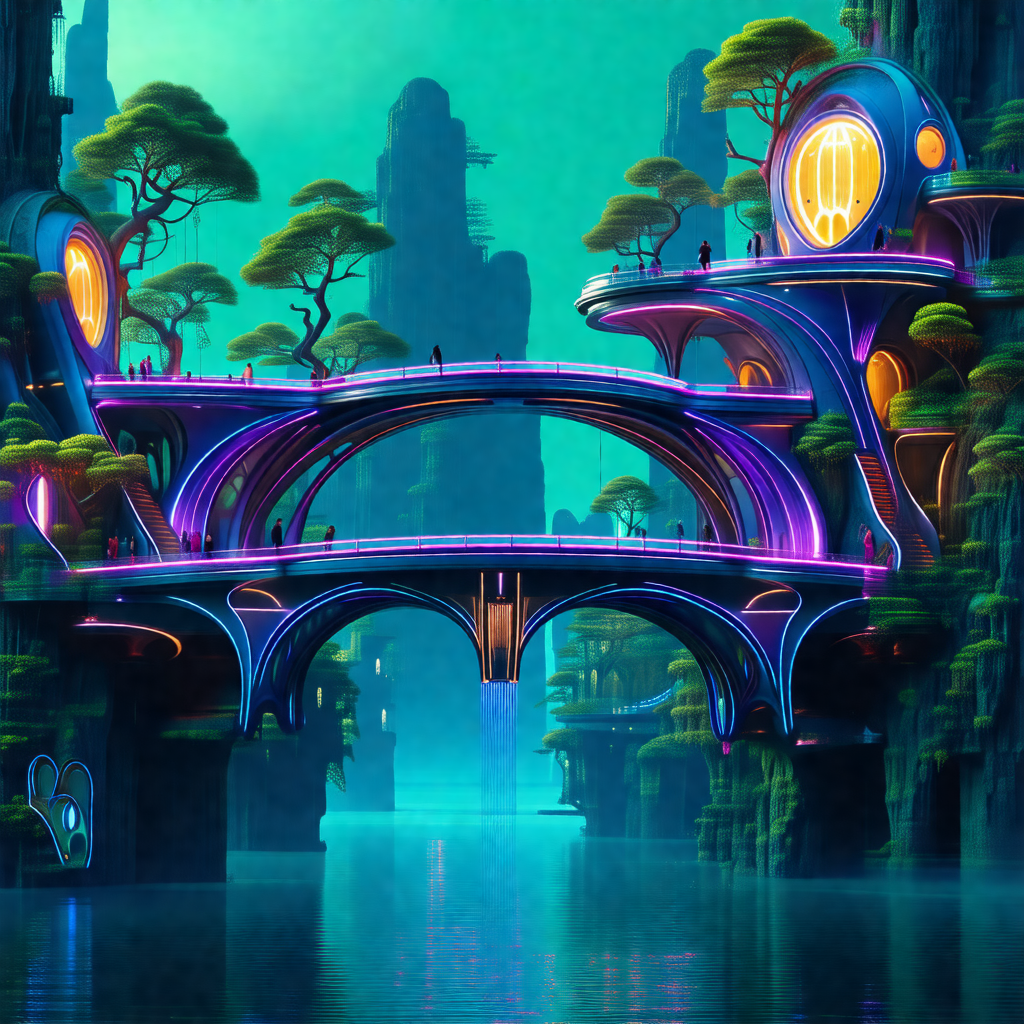 Colorful and imaginative depiction of a futuristic city, ...