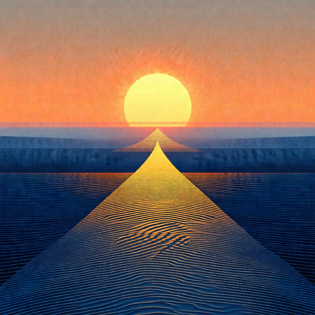 Beautiful sunset over a body of water, with the sun setti...