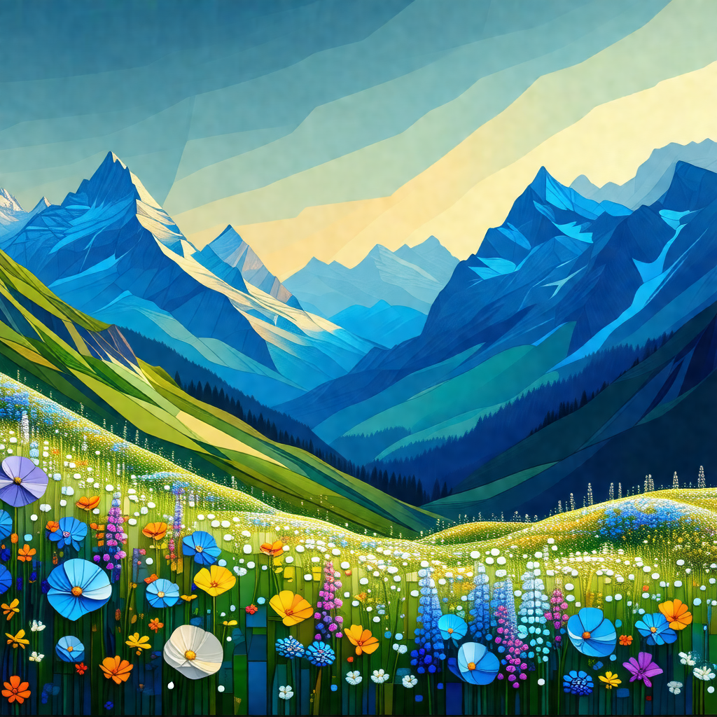 Beautiful mountain landscape with a vibrant blue sky