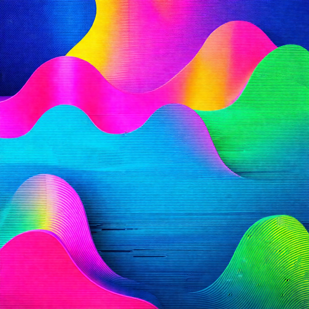 Colorful, abstract design with a mix of pink, blue, yello...