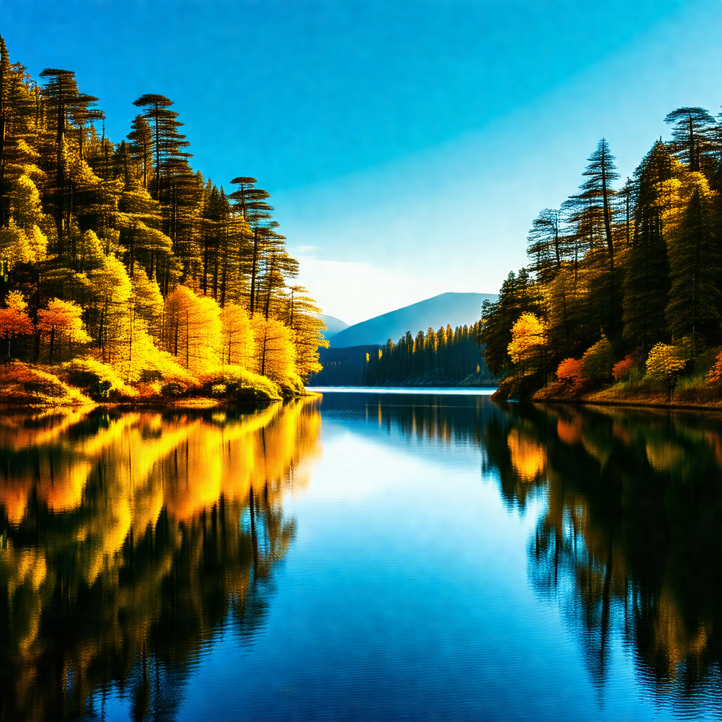 Serene lake surrounded by a forest of trees
