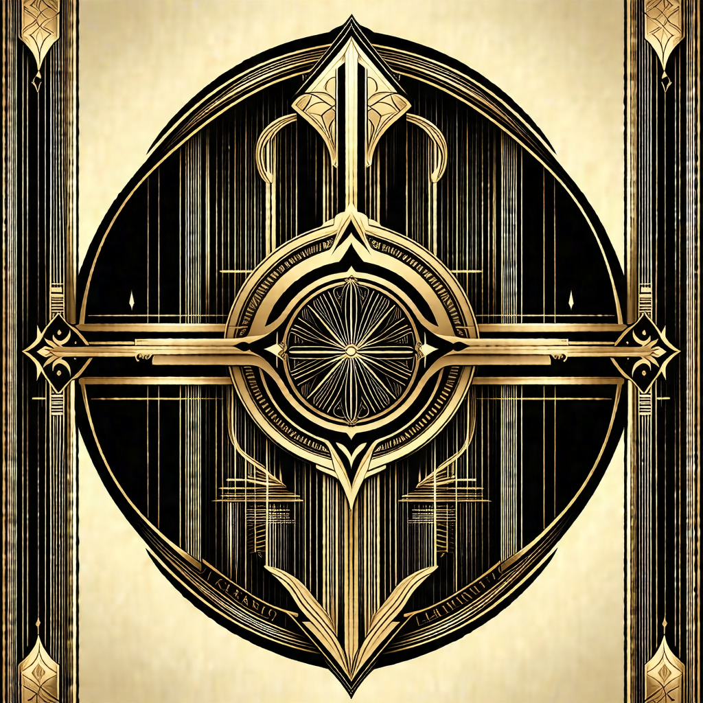 Gold and black circular design, possibly a logo or a deco...